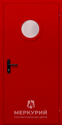 дверь однопольная с круглым стеклом (красная) ei-90