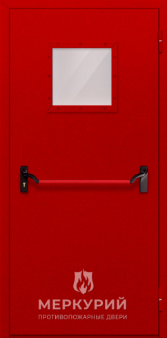 дверь однопольная со стеклопакетом (антипаника) красная