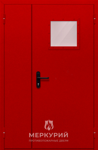 дверь полуторная со стеклопакетом (красная)