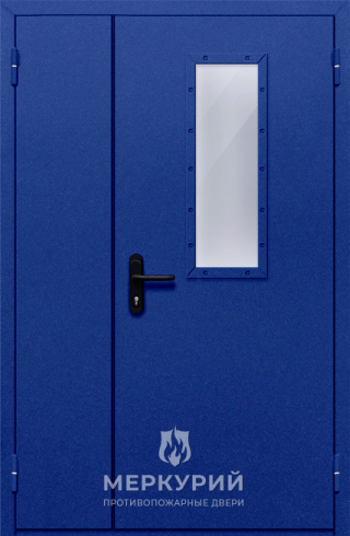дверь полуторная со стеклом (синяя)