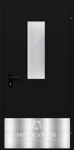 дверь однопольная со стеклом и отбойником (тёмно-серая)