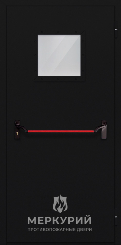 дверь однопольная со стеклопакетом (антипаника) тёмно-серая