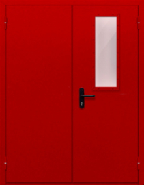 дверь двупольная со стеклом (красная)