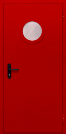 дверь однопольная с круглым стеклом (красная)