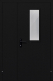 дверь полуторная со стеклом (тёмно-серая)