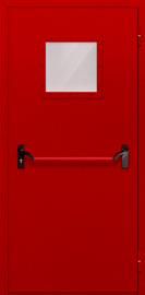 дверь однопольная со стеклопакетом (антипаника) красная