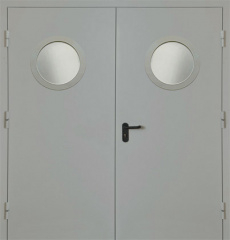 дверь двупольная с круглым стеклом ei-30