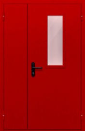 дверь полуторная со стеклом (красная)