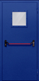 дверь однопольная со стеклопакетом (антипаника) синяя