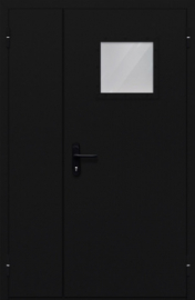 дверь полуторная со стеклопакетом (тёмно-серая)