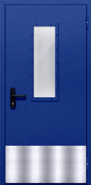 дверь однопольная со стеклом и высоким отбойником (синяя)