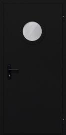 дверь однопольная с круглым стеклом (тёмно-серая)
